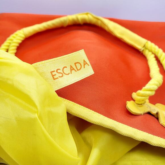 Y2K Escada Orange and Yellow Canvas Butterfly Detail Mini Tote Shoulder Handbag - Picture 9 of 13